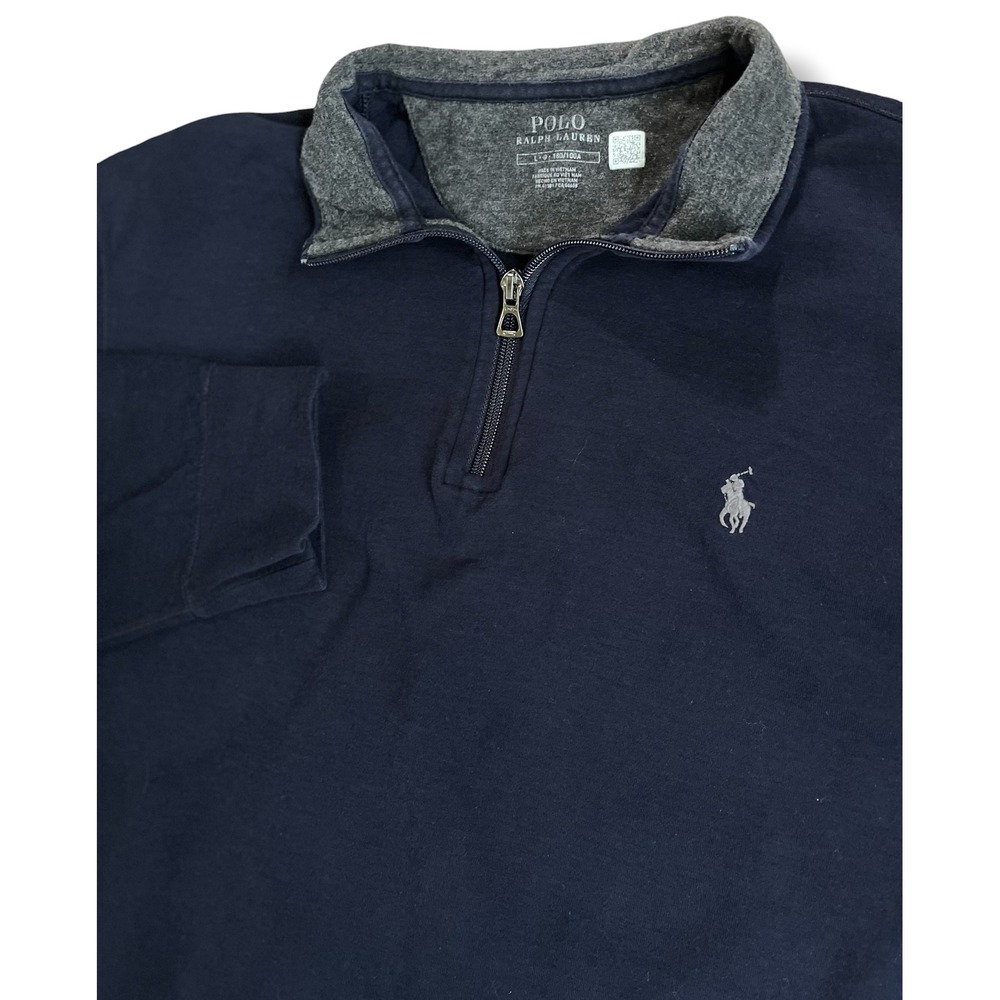 Polo Ralph Lauren Mens Navy Blue Quarter Zip Pullover Sweatshirt Size L